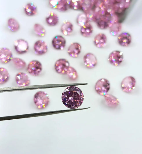 AAA Rose Pink Cubic Zirconia: Round Shape Loose Gemstones (0.5mm - 15mm)