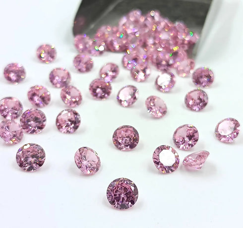 AAA Rose Pink Cubic Zirconia: Round Shape Loose Gemstones (0.5mm - 15mm)