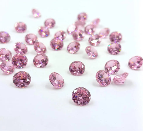 AAA Rose Pink Cubic Zirconia: Round Shape Loose Gemstones (0.5mm - 15mm)