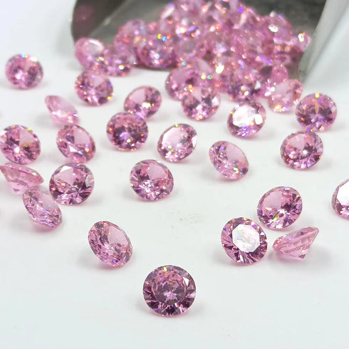 AAA Rose Pink Cubic Zirconia: Round Shape Loose Gemstones (0.5mm - 15mm)
