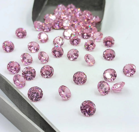 AAA Rose Pink Cubic Zirconia: Round Shape Loose Gemstones (0.5mm - 15mm)
