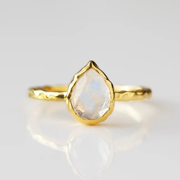 Rainbow Moonstone Ring // Gold Moonstone Ring // Pear Moonstone Ring // Moonstone Stacking Ring // 14K Gold Filled Moonstone Ring