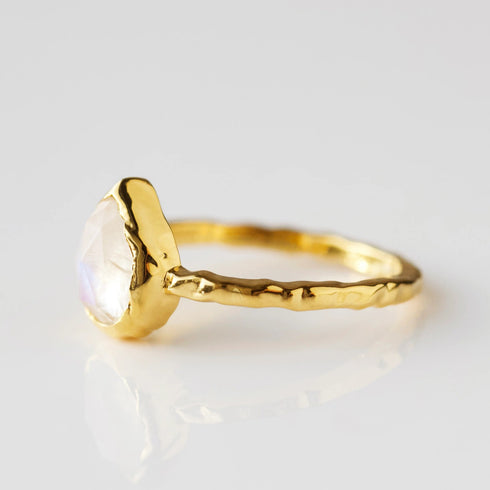 Rainbow Moonstone Ring // Gold Moonstone Ring // Pear Moonstone Ring // Moonstone Stacking Ring // 14K Gold Filled Moonstone Ring