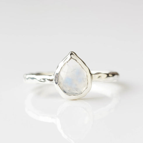 Rainbow Moonstone Ring // Gold Moonstone Ring // Pear Moonstone Ring // Moonstone Stacking Ring // 14K Gold Filled Moonstone Ring