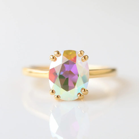 Topaz Statement Ring, Mystic Topaz Ring, Mystic Stone Rings, Mystic Topaz Wedding Ring, Mystic Topaz Engagement Ring, Topaz Solitaire Rings