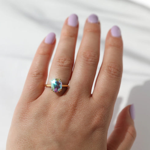 Topaz Statement Ring, Mystic Topaz Ring, Mystic Stone Rings, Mystic Topaz Wedding Ring, Mystic Topaz Engagement Ring, Topaz Solitaire Rings