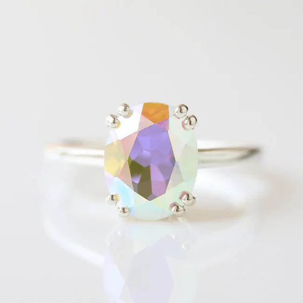 Topaz Statement Ring, Mystic Topaz Ring, Mystic Stone Rings, Mystic Topaz Wedding Ring, Mystic Topaz Engagement Ring, Topaz Solitaire Rings