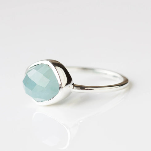 14k Gold Vermeil Aquamarine Ring, Natural Aquamarine Statement Ring, Aqua Gemstone handmade Ring Jewelry, Women's Ring, Gift For Anniversary