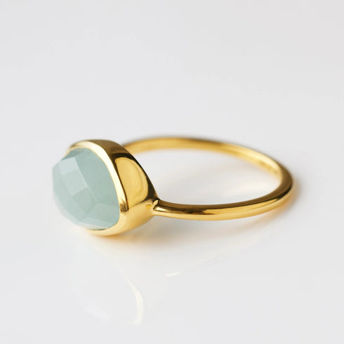 14k Gold Vermeil Aquamarine Ring, Natural Aquamarine Statement Ring, Aqua Gemstone handmade Ring Jewelry, Women's Ring, Gift For Anniversary