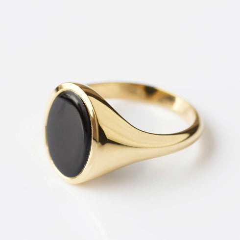 Black Onyx Ring, 14k Gold Vermeil Handmade Ring, 925 Sterling Silver Handcrafted Ring, Wedding Ring, Anniversary Gift, Black Gemstone Ring