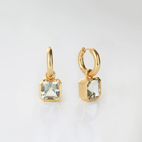 Natural Green Amethyst Hoop Earrings, 14K Gold Vermeil Earrings, 925 Sterling Silver Earrings, Dainty Earrings, Women's Hoop Earring for her