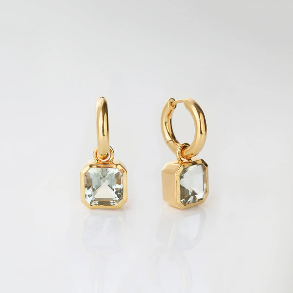 Natural Green Amethyst Hoop Earrings, 14K Gold Vermeil Earrings, 925 Sterling Silver Earrings, Dainty Earrings, Women's Hoop Earring for her