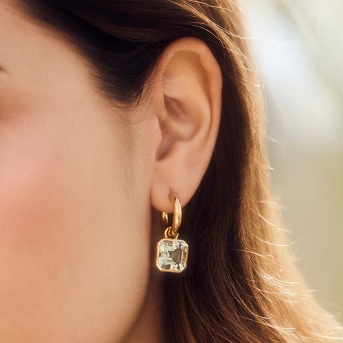 Natural Green Amethyst Hoop Earrings, 14K Gold Vermeil Earrings, 925 Sterling Silver Earrings, Dainty Earrings, Women's Hoop Earring for her