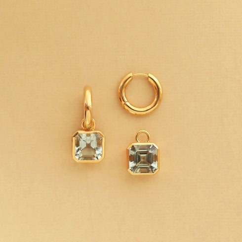 Natural Green Amethyst Hoop Earrings, 14K Gold Vermeil Earrings, 925 Sterling Silver Earrings, Dainty Earrings, Women's Hoop Earring for her