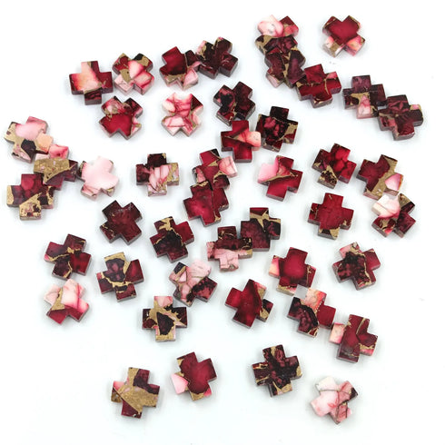 Natural Red Buffalo Kingman Turquoise 15mm to 30mm Cross Gemstone Healing Gemstone Loose Gemstone Rare Turquoise Cross Gemstone For Making Jewelry For Gift
