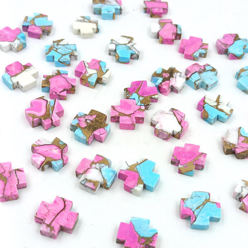 Cross Shape Cotton Candy Copper Gemstone 15mm Cross Turquoise Gemstone Spiritual Gemstone Healing Gemstone Wholesale Gemstone For Jewelry