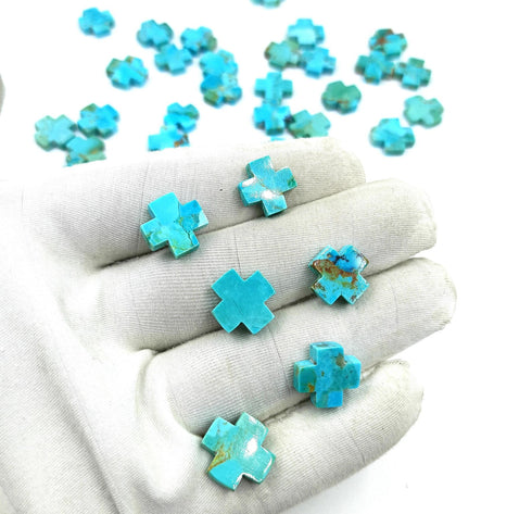 Kingman Turquoise Handmade Gemstone Cross Shape Good Quality Gemstone Loose Gemstone Very Rare Blue Turquoise Cross Protection Gemstone Lots