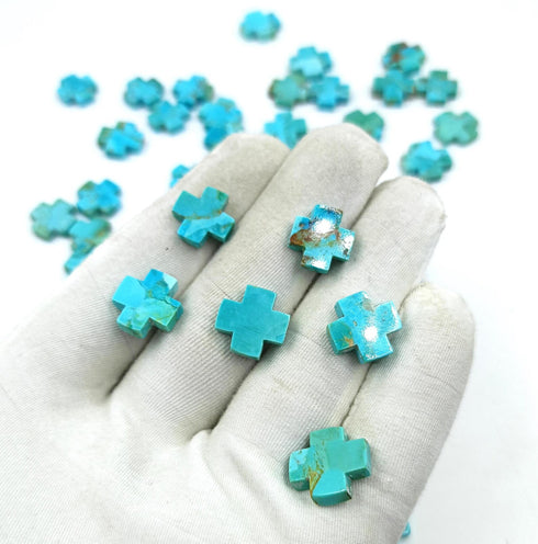 Kingman Turquoise Handmade Gemstone Cross Shape Good Quality Gemstone Loose Gemstone Very Rare Blue Turquoise Cross Protection Gemstone Lots
