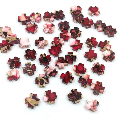 Natural Red Buffalo Kingman Turquoise 15mm to 30mm Cross Gemstone Healing Gemstone Loose Gemstone Rare Turquoise Cross Gemstone For Making Jewelry For Gift