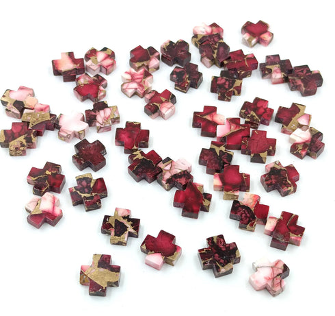 Natural Red Buffalo Kingman Turquoise 15mm to 30mm Cross Gemstone Healing Gemstone Loose Gemstone Rare Turquoise Cross Gemstone For Making Jewelry For Gift