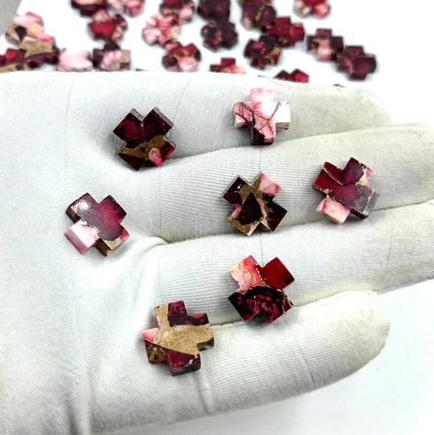 Natural Red Buffalo Kingman Turquoise 15mm to 30mm Cross Gemstone Healing Gemstone Loose Gemstone Rare Turquoise Cross Gemstone For Making Jewelry For Gift