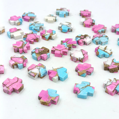 Cross Shape Cotton Candy Copper Gemstone 15mm Cross Turquoise Gemstone Spiritual Gemstone Healing Gemstone Wholesale Gemstone For Jewelry