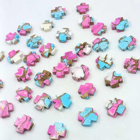 Cross Shape Cotton Candy Copper Gemstone 15mm Cross Turquoise Gemstone Spiritual Gemstone Healing Gemstone Wholesale Gemstone For Jewelry
