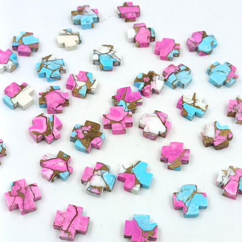 Cross Shape Cotton Candy Copper Gemstone 15mm Cross Turquoise Gemstone Spiritual Gemstone Healing Gemstone Wholesale Gemstone For Jewelry