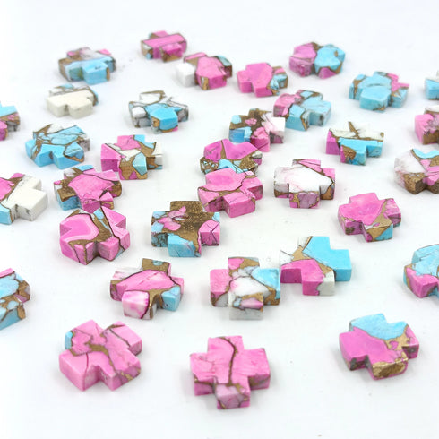 Cross Shape Cotton Candy Copper Gemstone 15mm Cross Turquoise Gemstone Spiritual Gemstone Healing Gemstone Wholesale Gemstone For Jewelry