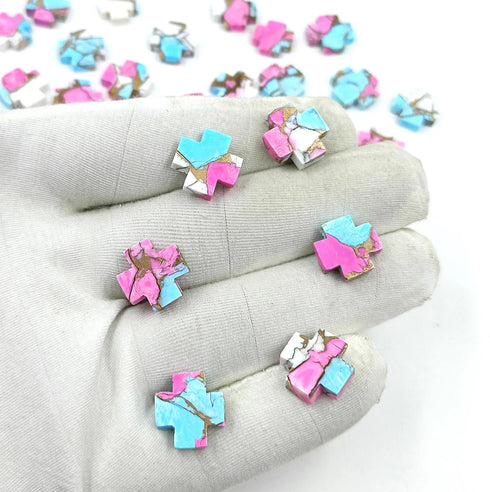 Cross Shape Cotton Candy Copper Gemstone 15mm Cross Turquoise Gemstone Spiritual Gemstone Healing Gemstone Wholesale Gemstone For Jewelry