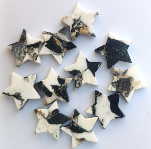 White Buffalo Turquoise Carving Star Gemstone, Star Shape 5mm - 30mm Gemstone, Jewelry Making Cabochons, Carving Dahlia Turquoise Gemstone