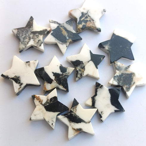 White Buffalo Turquoise Carving Star Gemstone, Star Shape 5mm - 30mm Gemstone, Jewelry Making Cabochons, Carving Dahlia Turquoise Gemstone