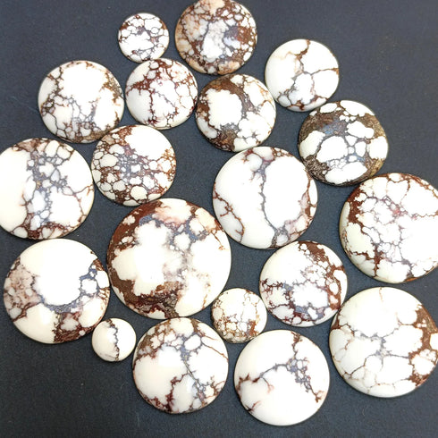 Round Shape Wild Horse Magnesite Smooth Cabochon, Natural Gemstone For Jewelry Making, 8mm 9mm 10mm 11mm 12mm 13mm 14mm 15mm 16mm - 30mm