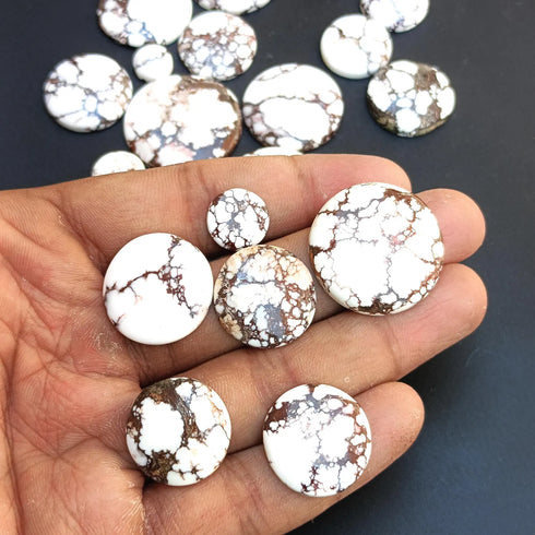 Round Shape Wild Horse Magnesite Smooth Cabochon, Natural Gemstone For Jewelry Making, 8mm 9mm 10mm 11mm 12mm 13mm 14mm 15mm 16mm - 30mm