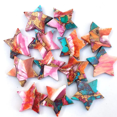 Natural Kingman Mohave Pink Dahlia Turquoise Cabochon, Star Shape 5mm - 30mm Pink Spiny Oyster Turquoise Loose Stone Pink Oyster Turquoise