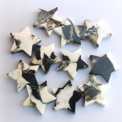 White Buffalo Turquoise Carving Star Gemstone, Star Shape 5mm - 30mm Gemstone, Jewelry Making Cabochons, Carving Dahlia Turquoise Gemstone