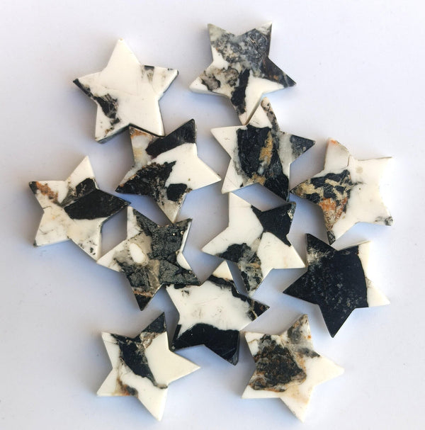 White Buffalo Turquoise Carving Star Gemstone, Star Shape 5mm - 30mm Gemstone, Jewelry Making Cabochons, Carving Dahlia Turquoise Gemstone