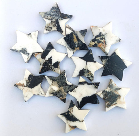 White Buffalo Turquoise Carving Star Gemstone, Star Shape 5mm - 30mm Gemstone, Jewelry Making Cabochons, Carving Dahlia Turquoise Gemstone
