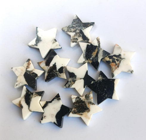 White Buffalo Turquoise Carving Star Gemstone, Star Shape 5mm - 30mm Gemstone, Jewelry Making Cabochons, Carving Dahlia Turquoise Gemstone