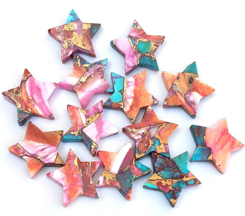 Natural Kingman Mohave Pink Dahlia Turquoise Cabochon, Star Shape 5mm - 30mm Pink Spiny Oyster Turquoise Loose Stone Pink Oyster Turquoise