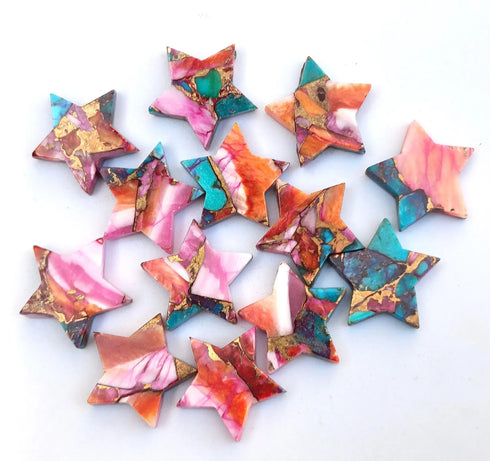 Natural Kingman Mohave Pink Dahlia Turquoise Cabochon, Star Shape 5mm - 30mm Pink Spiny Oyster Turquoise Loose Stone Pink Oyster Turquoise