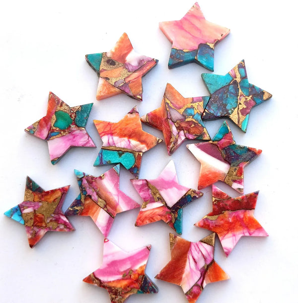 Natural Kingman Mohave Pink Dahlia Turquoise Cabochon, Star Shape 5mm - 30mm Pink Spiny Oyster Turquoise Loose Stone Pink Oyster Turquoise