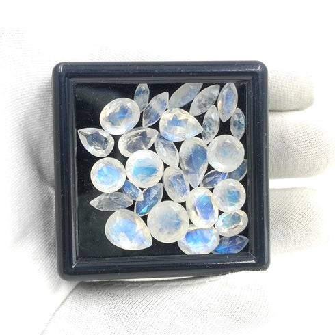 Rainbow Moonstone Faceted Gemstone Mix Shape and Size Moonstone Cut Stone, Natural Blue fire White Rainbow Moonstone Loose Stone Wholesale