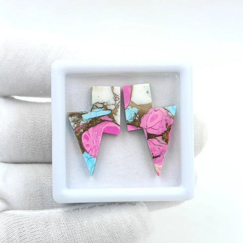 Cotton Candy Turquoise Lightning Bolt Cabochon Loose Turquoise Gemstone jewelry making Gemstone For Earring Handmade Carving Gemstone