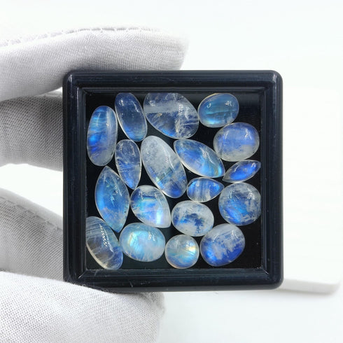 Natural Blue fire White Rainbow Moonstone Cabochon Loose Stone Wholesale Lot for jewelry