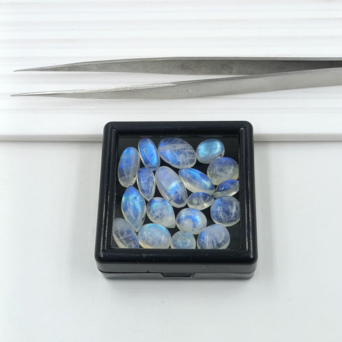 Natural Blue fire White Rainbow Moonstone Cabochon Loose Stone Wholesale Lot for jewelry