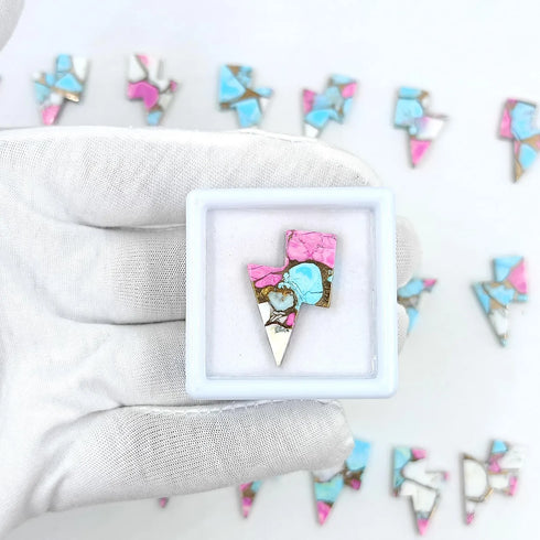 Cotton Candy Turquoise Lightning Bolt Cabochon Loose Turquoise Gemstone jewelry making Gemstone For Earring Handmade Carving Gemstone