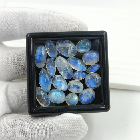 Natural Blue fire White Rainbow Moonstone Cabochon Loose Stone Wholesale Lot for jewelry