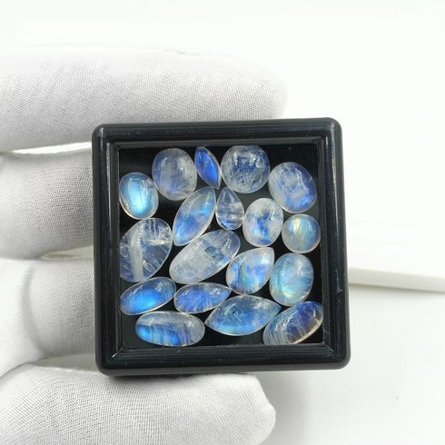 Natural Blue fire White Rainbow Moonstone Cabochon Loose Stone Wholesale Lot for jewelry