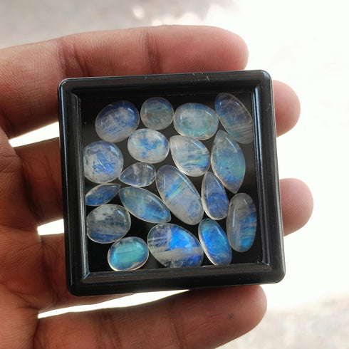 Natural Blue fire White Rainbow Moonstone Cabochon Loose Stone Wholesale Lot for jewelry